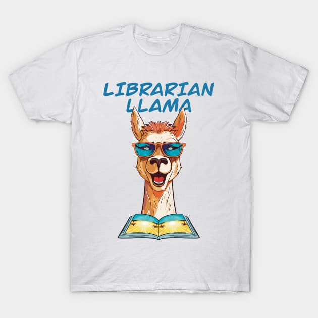 Librarian Llama, Summer Llama, Llama Reading Book T-Shirt by micho2591